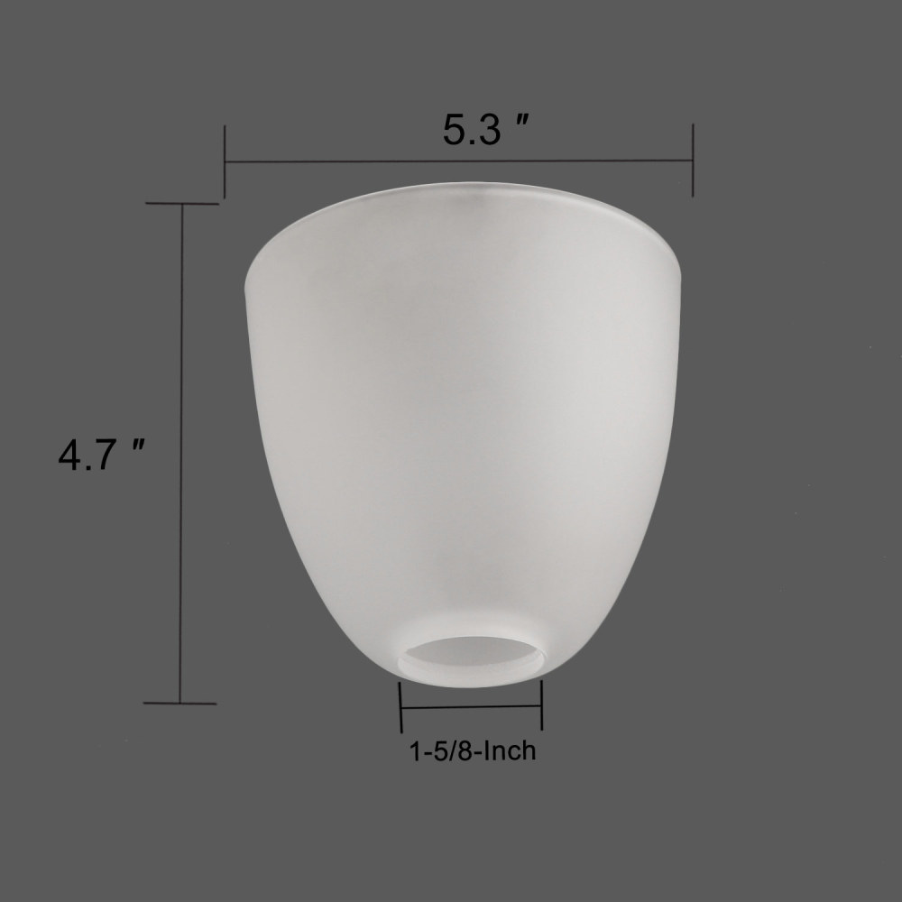 Anmytek 2 Pack Bell Shaped Glass Shade Frosted Light Fixture Shades Replacement for ceiling fan light wall light,Lipless with 1-5/8-inch Fitter Opening