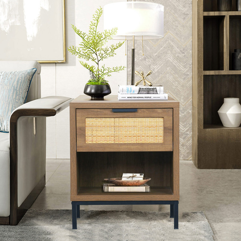 Anmytek Wood Nightstand Accent Bedside Table with Drawer