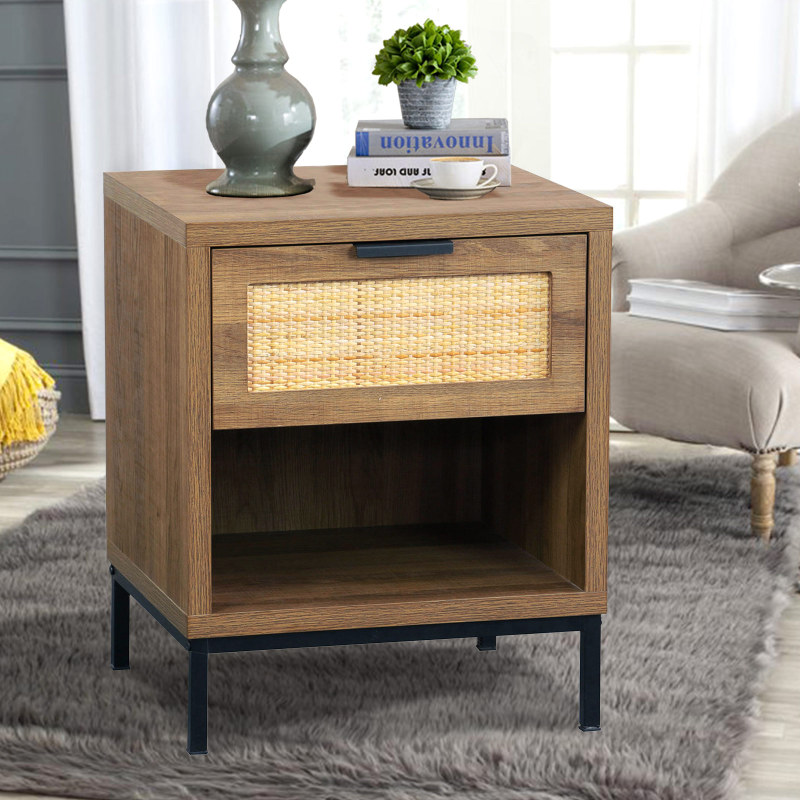 Anmytek Wood Nightstand Accent Bedside Table with Drawer