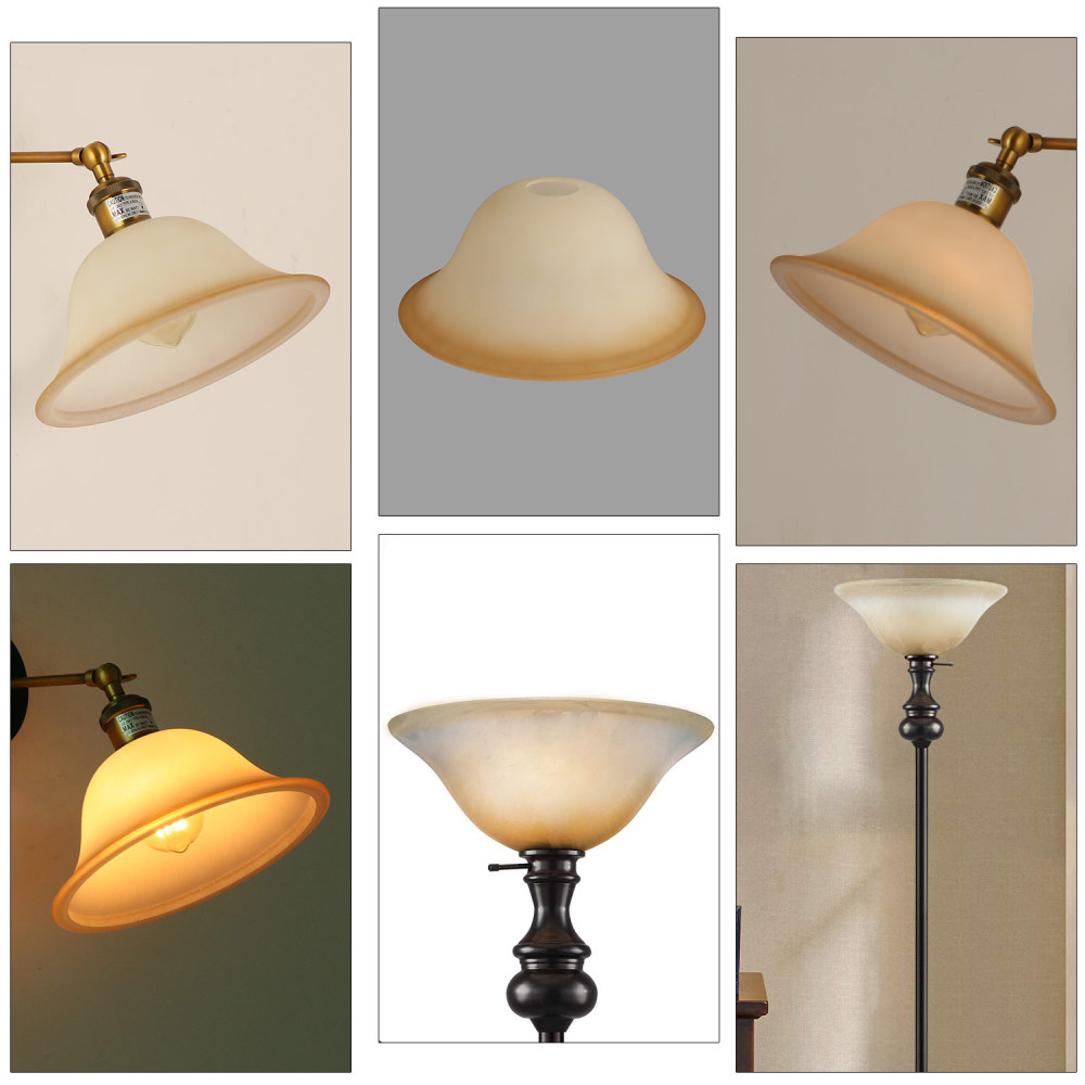 Anmytek Small Floor Lamp Glass Shade Replacement Globe -Fitting Opening 1.625" Elegant Style Small Light Fixture Shade, Height: 4.13 inch (105mm), Width: 9.45 inch (240mm). Lipless