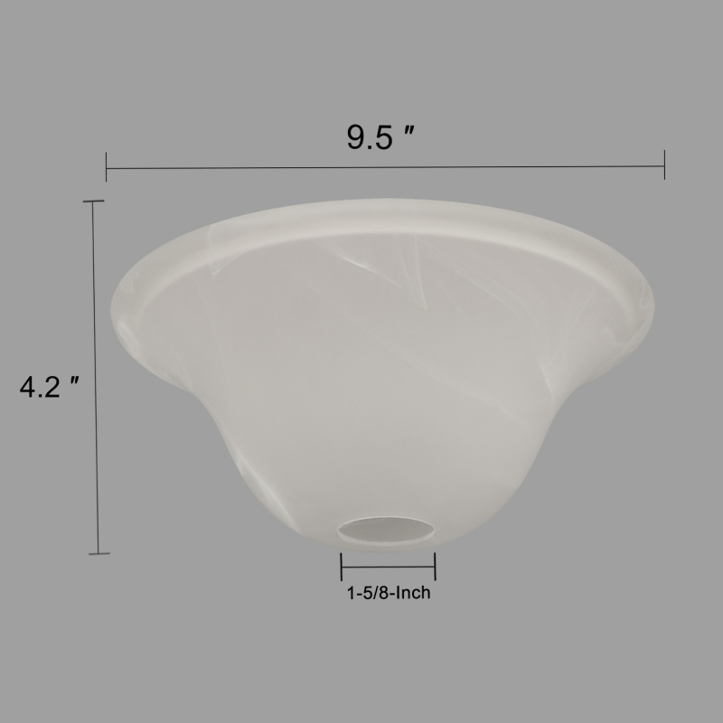 Anmytek Small Floor Lamp Glass Shade Replacement Globe -Fitting Opening 1.625&quot; Modern Alabaster Style Light Fixture Shade, Height: 4.13 inch, Width: 9.45 inch. Lipless