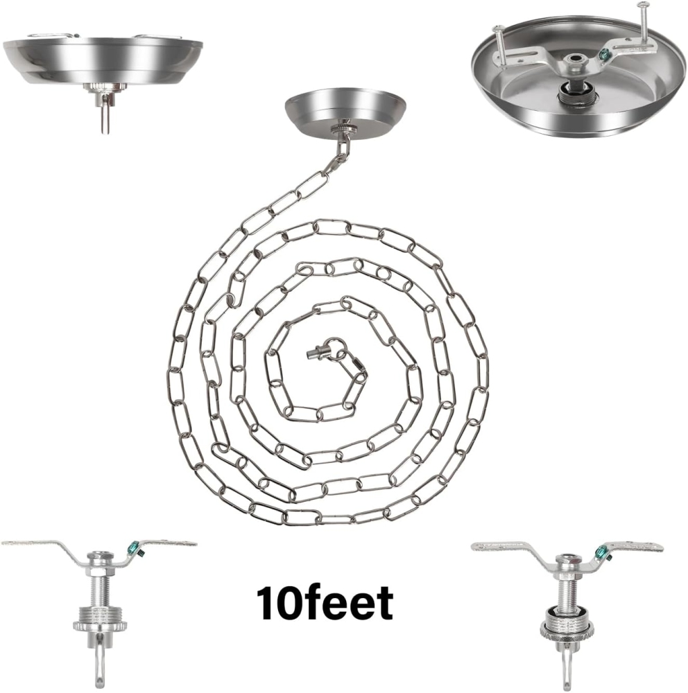 Anmytek 10 Feet Heavy Duty Black Chain with 5" Light Canopy Kit for Chandelier, Swag Light Kit Light Fixture Mounting Bracket for Hanging Light