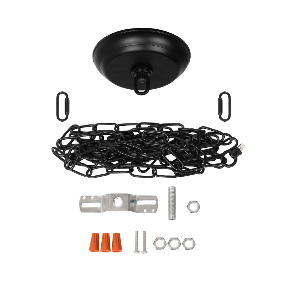 Anmytek 10 Feet Heavy Duty Black Chain with 5" Light Canopy Kit for Chandelier, Swag Light Kit Light Fixture Mounting Bracket for Hanging Light