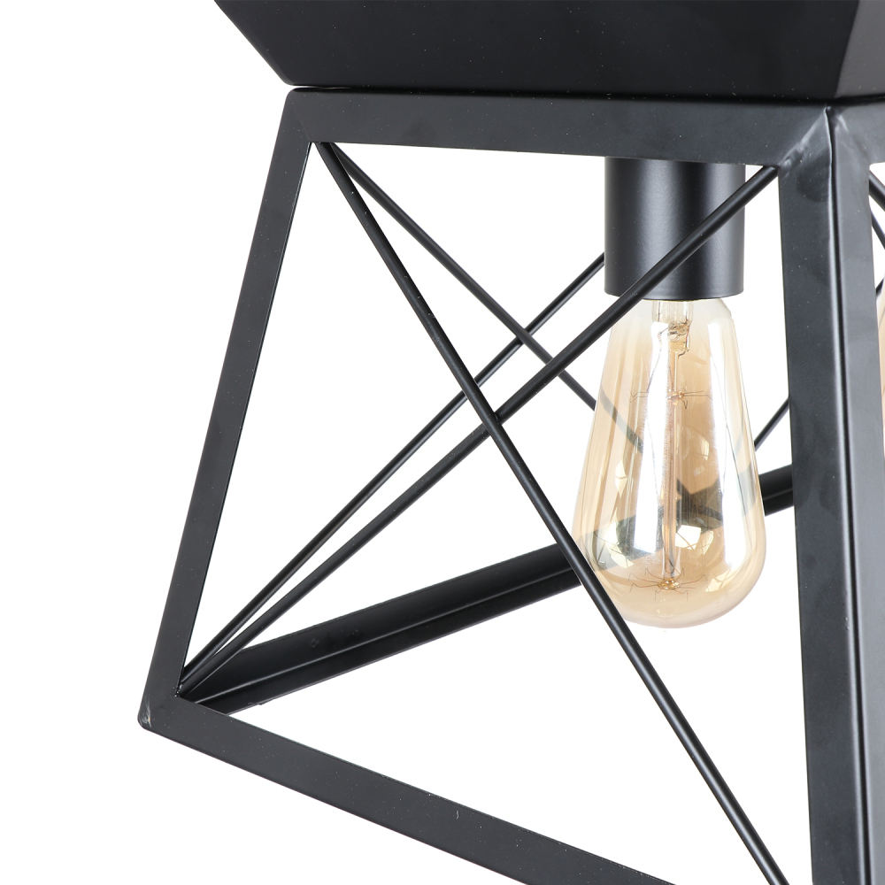 Anmytek 5-Light Farmhouse Pendant Lighting Fixture, Rustic Industrial Linear Chandelier with Trapezoid Shaped Metal Frame for Kitchen Island Dining Room C0109