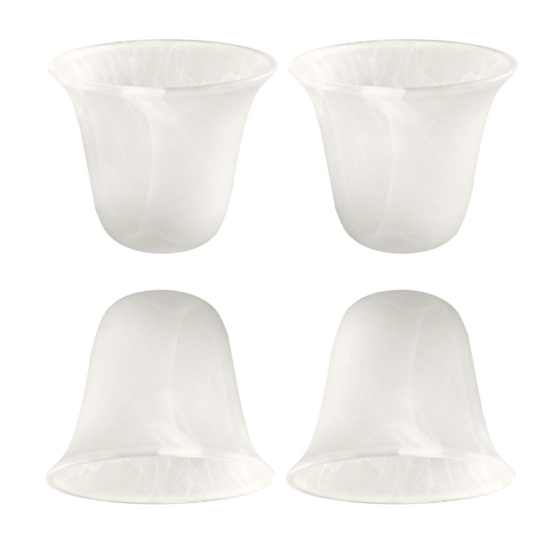 Anmytek 4 Pack Bell Shaped Alabaster Glass Lamp Shade Replacement with 1-5/8-inch Fitter Opening for Ceiling Fan Light Kit Wall Sconce Pendant Light Fixture A00029