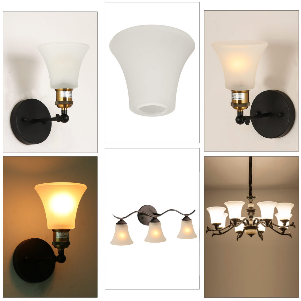 Anmytek 4 Packs Bell Shaped Frosted Glass Lamp Shade Replacement for Ceiling Fan Kit Hanging Lighting Fixture A00049
