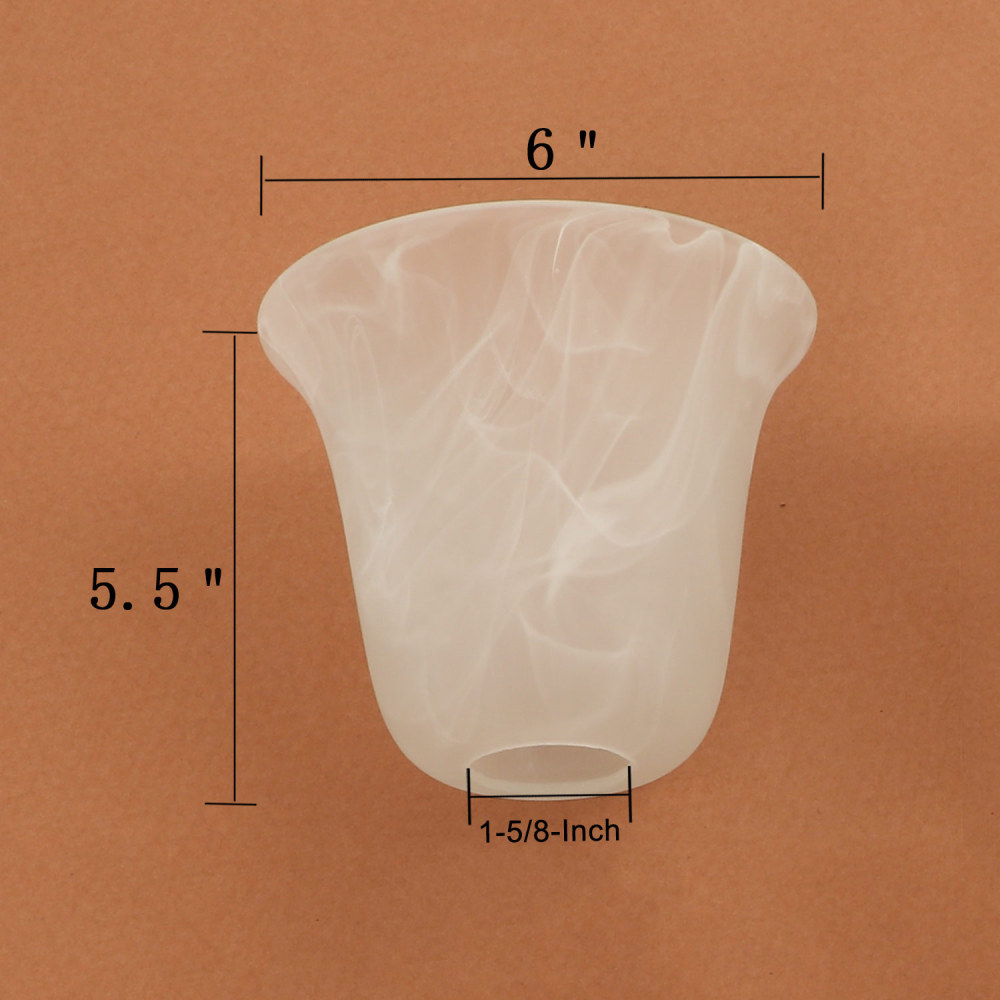 Anmytek 4 Pack Bell Shaped Alabaster Glass Lamp Shade Replacement with 1-5/8-inch Fitter Opening for Ceiling Fan Light Kit Wall Sconce Pendant Light Fixture A00029
