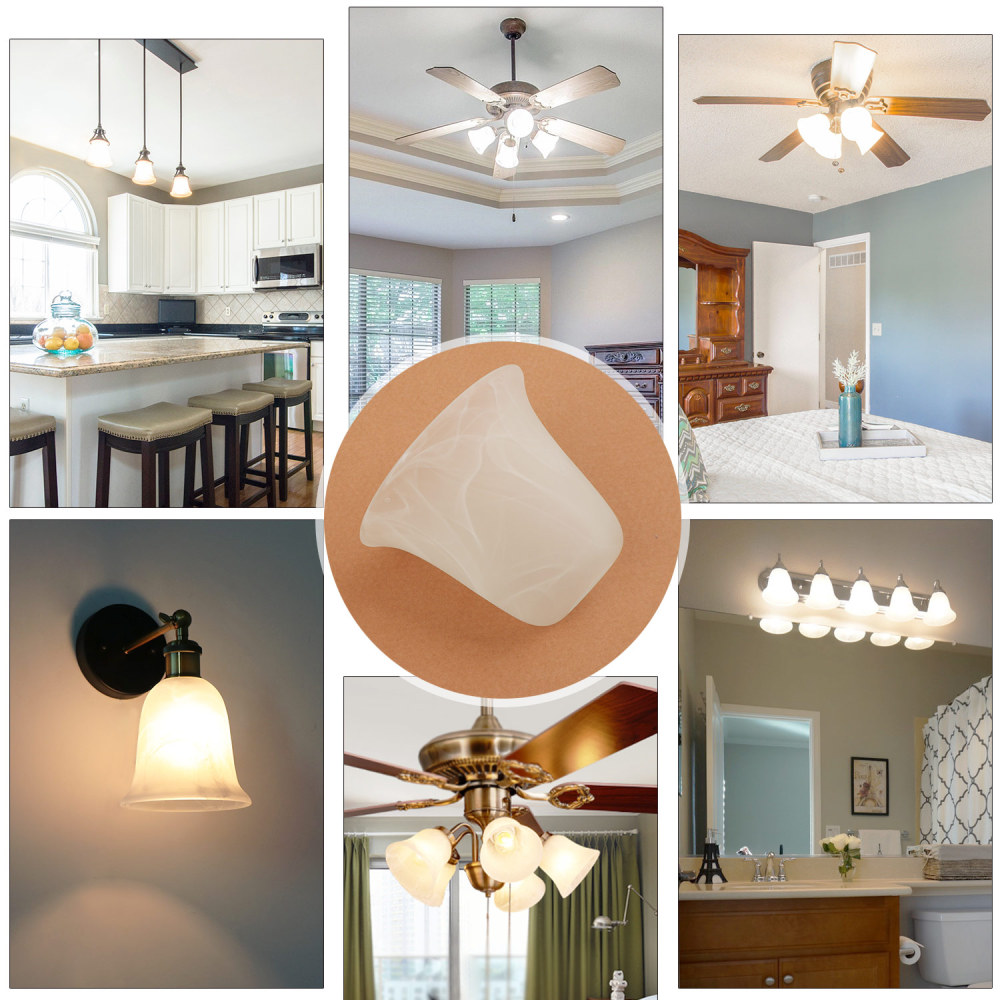 Anmytek 4 Pack Bell Shaped Alabaster Glass Lamp Shade Replacement with 1-5/8-inch Fitter Opening for Ceiling Fan Light Kit Wall Sconce Pendant Light Fixture A00029