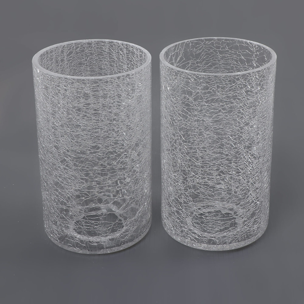 Anmytek 2 Pack Clear Glass Lamp Shade with Crack Finish, Fixture Replacement Glass Globe or Lampshade with 1-5/8-Inch Fitter Opening A00014