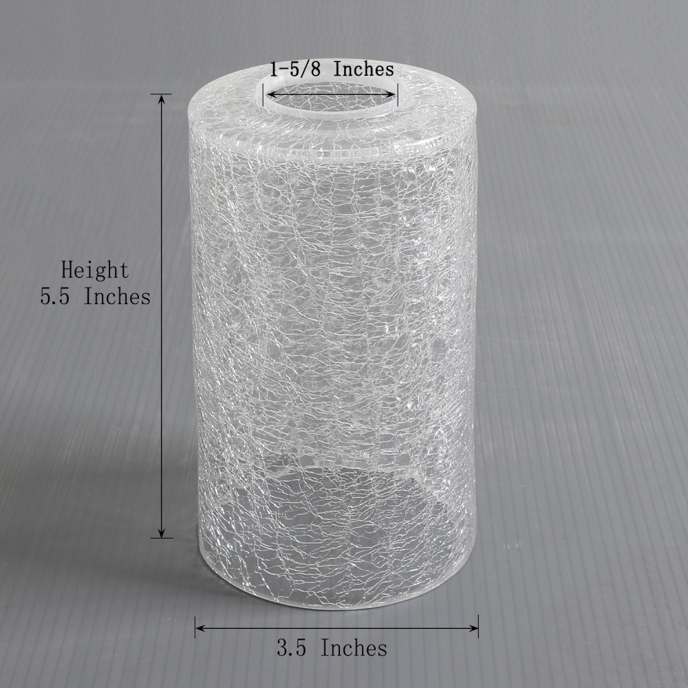Anmytek 2 Pack Clear Glass Lamp Shade with Crack Finish, Fixture Replacement Glass Globe or Lampshade with 1-5/8-Inch Fitter Opening A00014