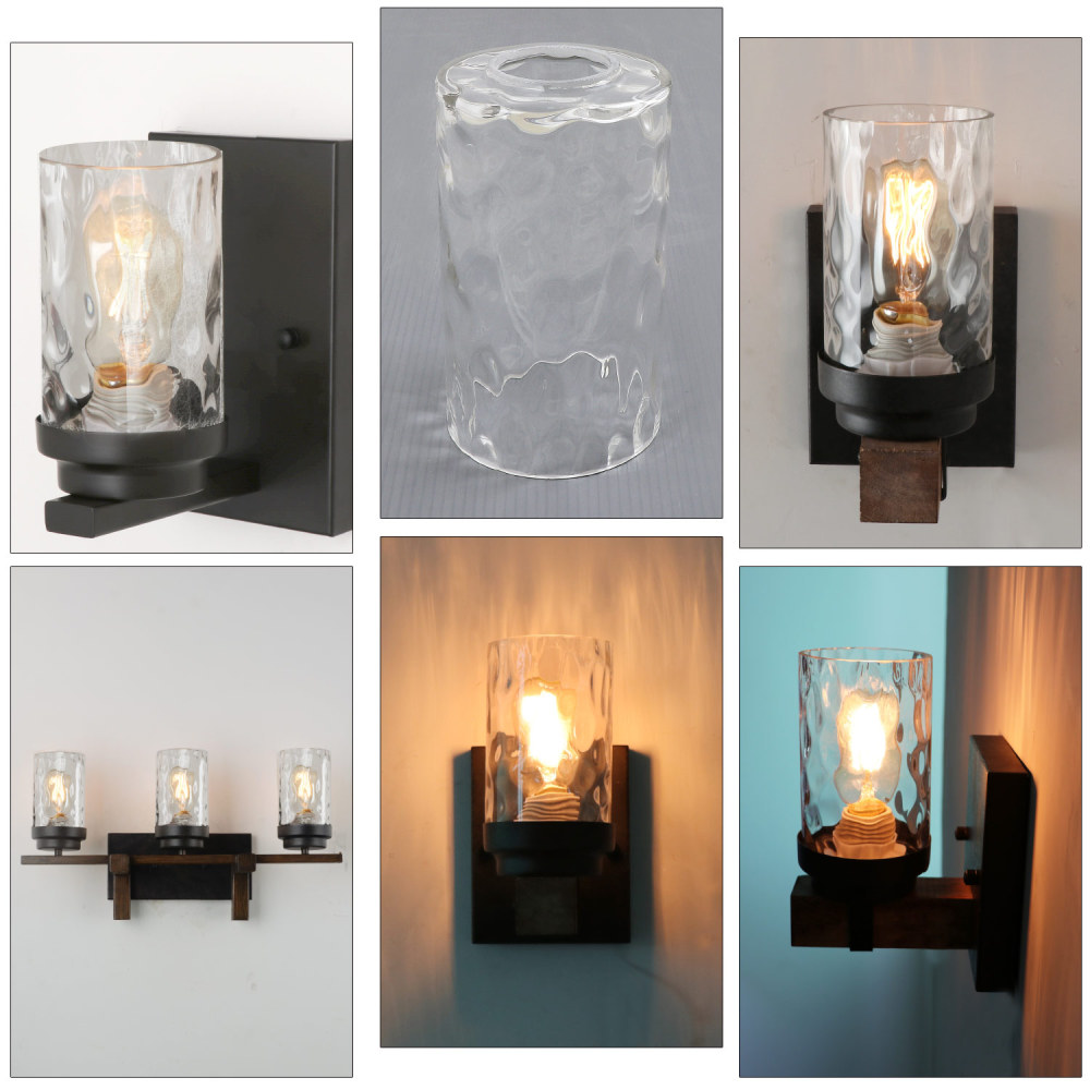 Anmytek Clear Hammered Glass Lamp Shade Replacement with 1-5/8-Inch Fitter Opening, Water Ripple Glass Lampshade Accessory for Lighting Fixture(3 Packs) A00067