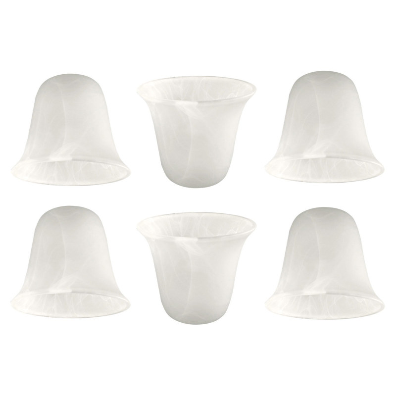Anmytek Bell Shaped Alabaster Glass Lamp Shade Replacement with 1-5/8-inch Fitter Opening for Ceiling Fan Light Kit Wall Sconce Pendant Light Fixture (6pcs Alabaster Glassed)