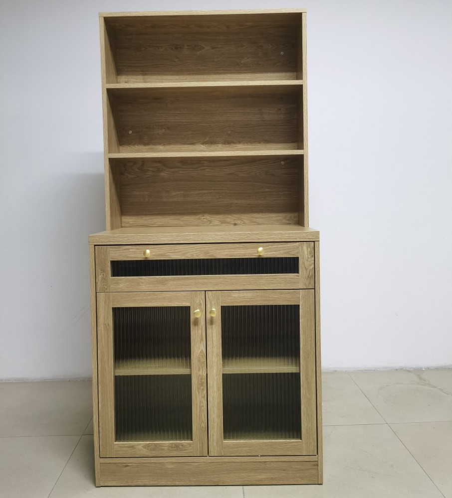 Anmytek 62" H Tall Kitchen Pantry Buffet Storage Cabinet with Drawer,Bathroom Storage Cabinet with Shelves & Glass Doors,Freestanding Hutch Bookcase for Living Room,Home Office,Kitchen