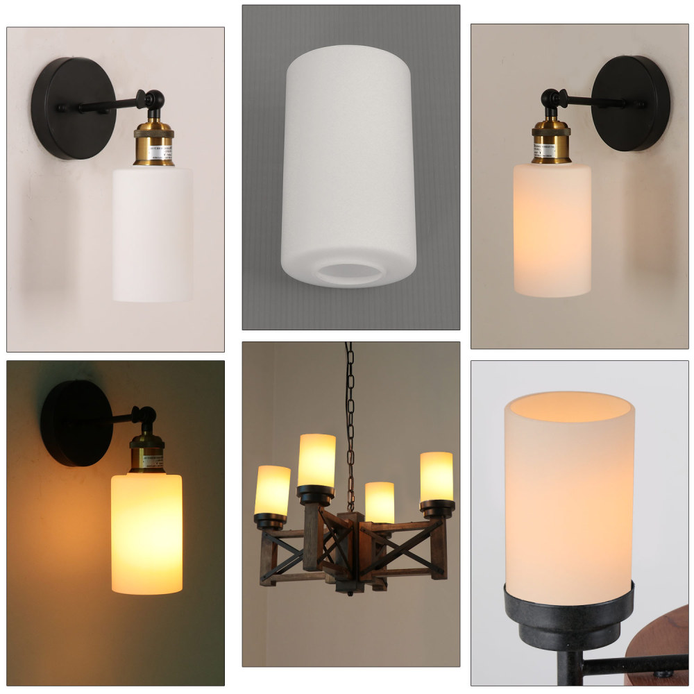 Anmytek Opal White Frosted Glass Lamp Shade Replacement with 1-5/8-Inch Opening for Chandelier Pendant Lighting Fixture A00042