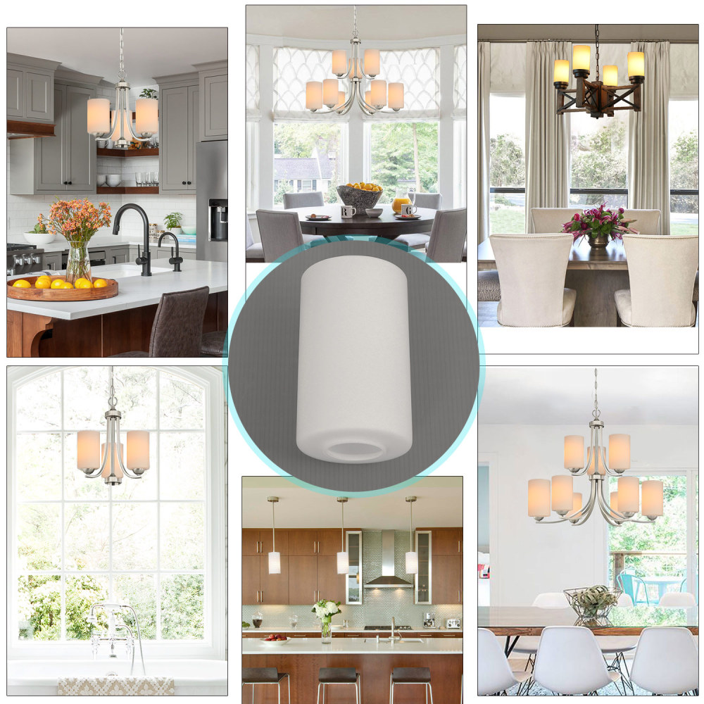 Anmytek Opal White Frosted Glass Lamp Shade Replacement with 1-5/8-Inch Opening for Chandelier Pendant Lighting Fixture A00042