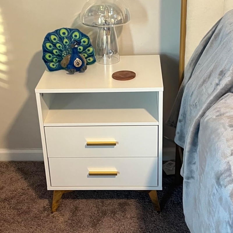 Anmytek Wood Nightstand with 2 Drawers 24''H Bedside Table