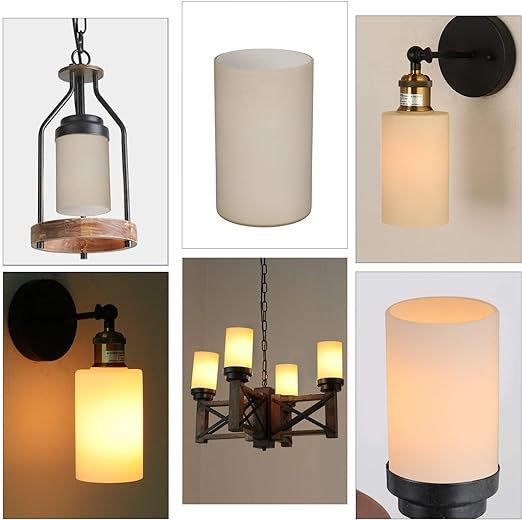Anmytek Rustic Amber Frosted Glass Lamp Shade Replacement with 1-5/8-Inch Opening for Chandelier Pendant Lighting Fixture Wall Sconce (3 Packs) A00107