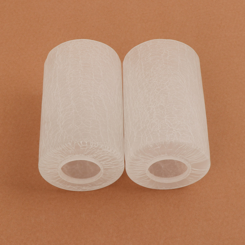 Anmytek Frosted Glass Lamp Shade with Crackle Finish, 2 Pack Cylinder Glass Light Cover Replacement with 1-5/8-inch Fitter Opening for Wall Sconce Chandelier A00027