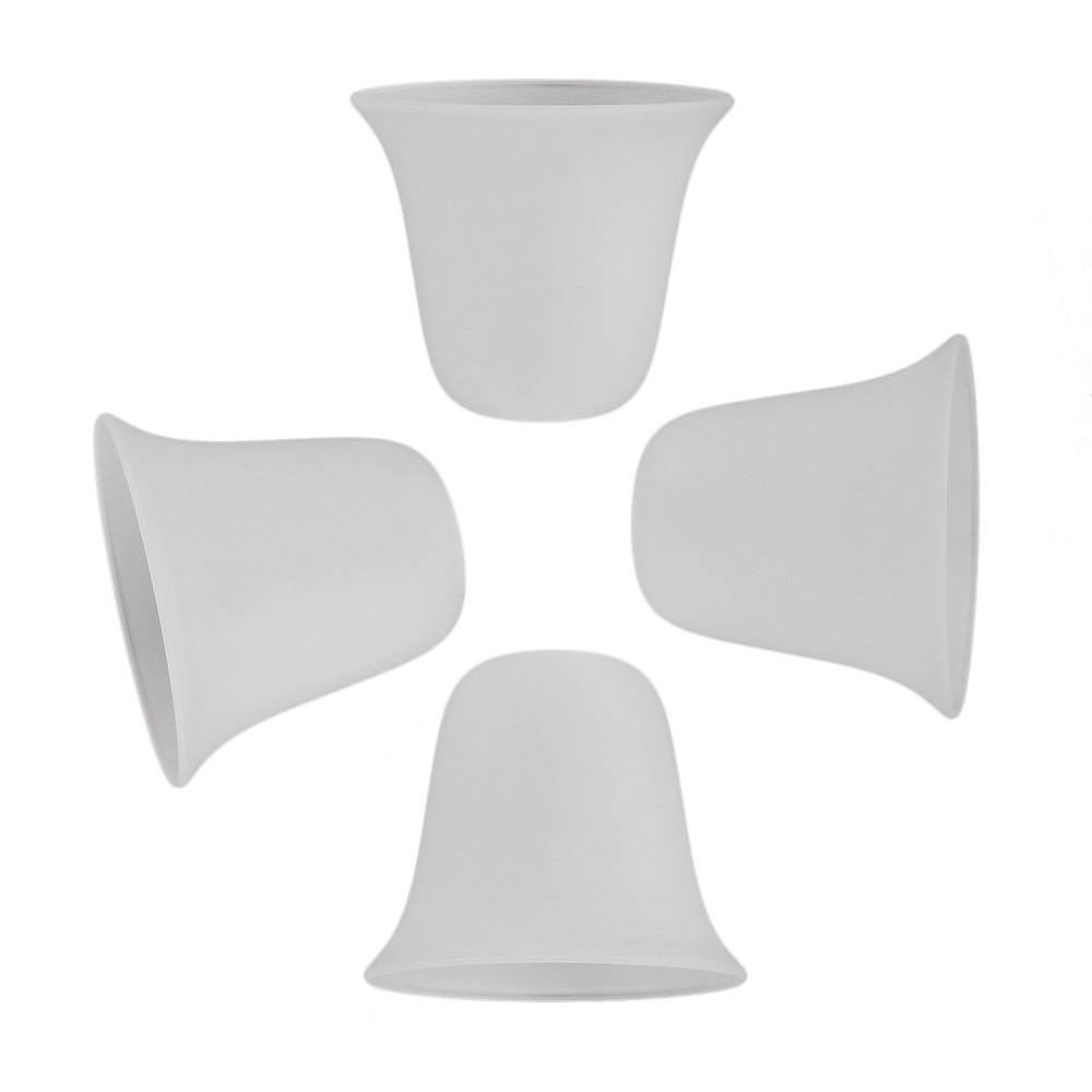 Anmytek 4 Pack Bell Shaped Frosted Glass Lamp Shade Replacement with 1-5/8-inch Fitter Opening for Ceiling Fan Light Kit Wall Sconce Pendant Light Fixture A00047