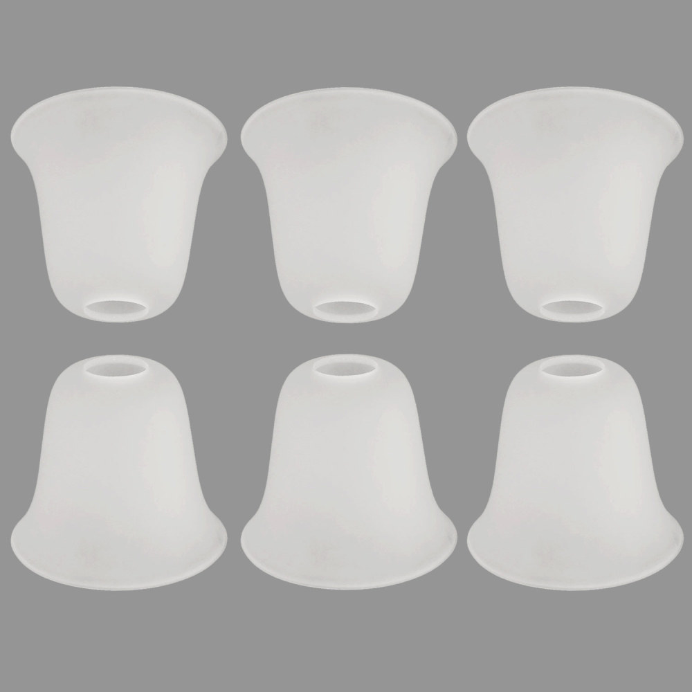 Anmytek 6 Pack Bell Shaped Glass Shade Replacement Frosted Light Fixture Shades for ceiling fan light wall light,Lipless with 1-5/8-inch Fitter Opening