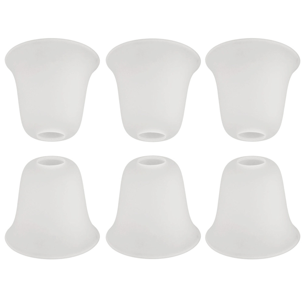 Anmytek 6 Pack Bell Shaped Glass Shade Replacement Frosted Light Fixture Shades for ceiling fan light wall light,Lipless with 1-5/8-inch Fitter Opening