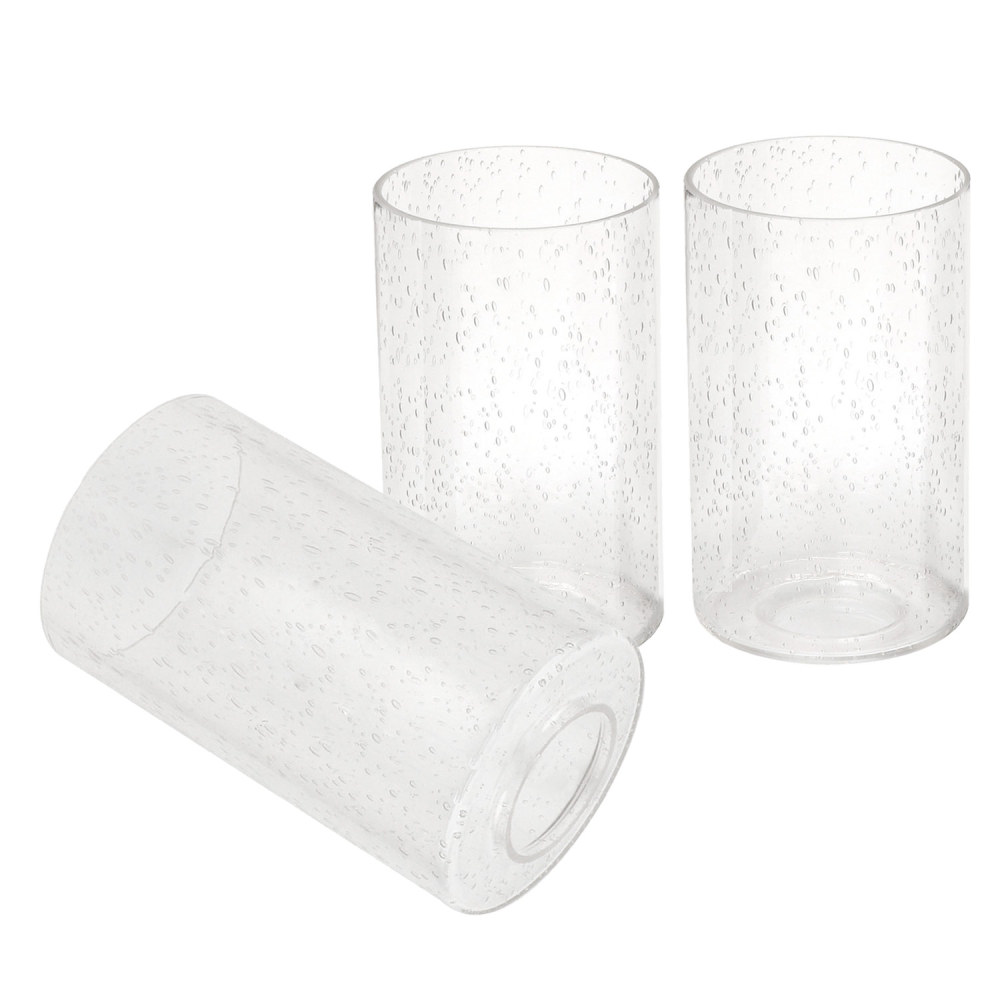 Anmytek Seeded Glass Lamp Shade 3 Pack, Clear Cylinder Glass Shade for Light Fixture Replacement Globe for Pendant Light Wall Sconce Chandelier, 1 5/8 inch Fitter