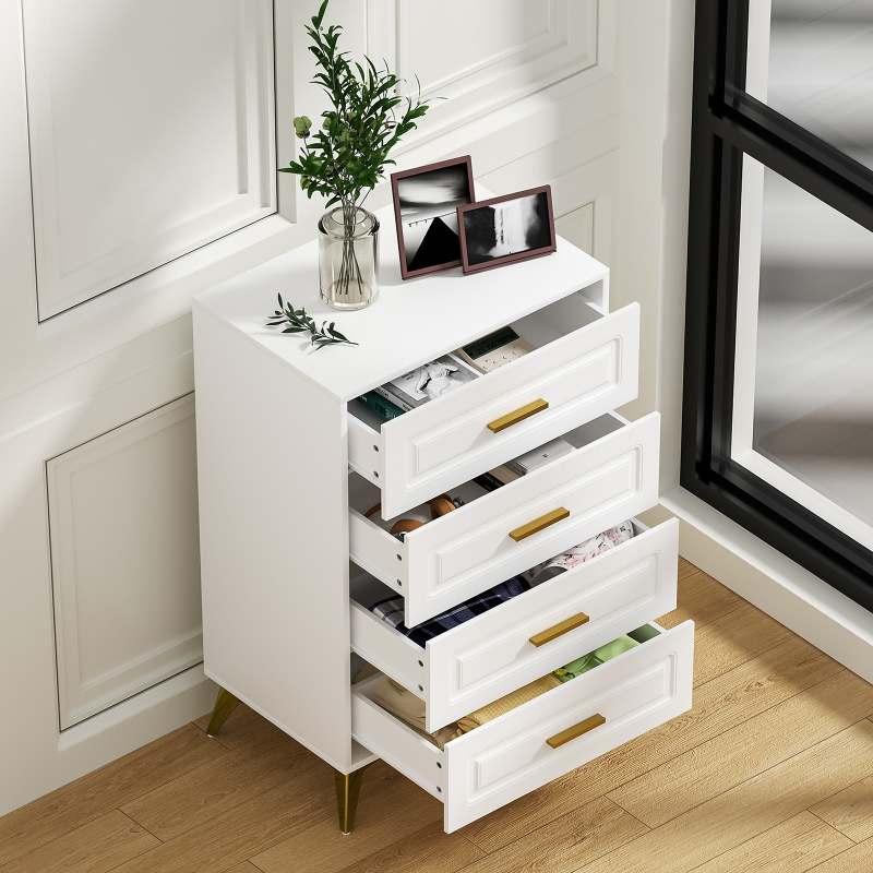 Anmytek White Dresser for Bedroom with 4 Drawers, 15.75&quot; D x 23.62&quot; W x 37.28&quot; H Modern Wood Chest of Drawer, Tall Dresser with Storage for Bedroom Living Room