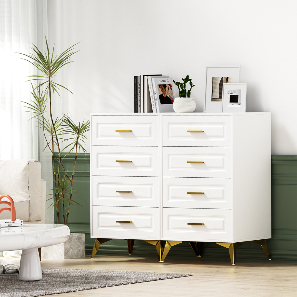 Anmytek White Dresser for Bedroom with 4 Drawers, 15.75" D x 23.62" W x 37.28" H Modern Wood Chest of Drawer, Tall Dresser with Storage for Bedroom Living Room