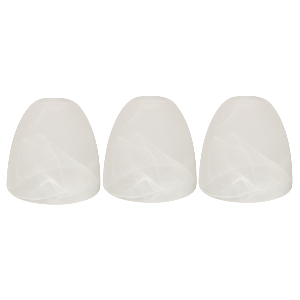 Anmytek 3 Pack Bell Shaped Alabaster Glass Shade, Traditional Style Lighting Fixture Shade Replacement for Ceiling Fan Lights Wall Light, Lipless with 1-5/8-inch Fitter Opening