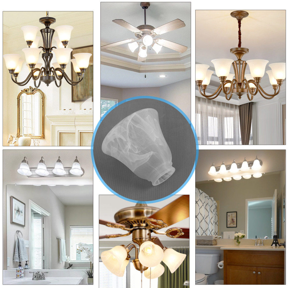Anmytek 4 Pack Ceiling Fan Replacement Glass Shade 2-1/4 inch Fitter, Glass Light Cover White Alabaster Glass Globe for Chandelier, Bathroom Vanity Light Fixture, G0108