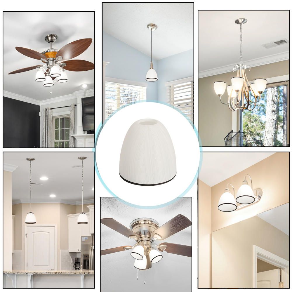 Anmytek 3 Pack Bell Shaped White Frosted Glass Shade, Traditional Style Modern Lighting Fixture Shade Replacement for Ceiling Fan Lights Wall Light, Lipless with 1-5/8-inch Fitter Opening