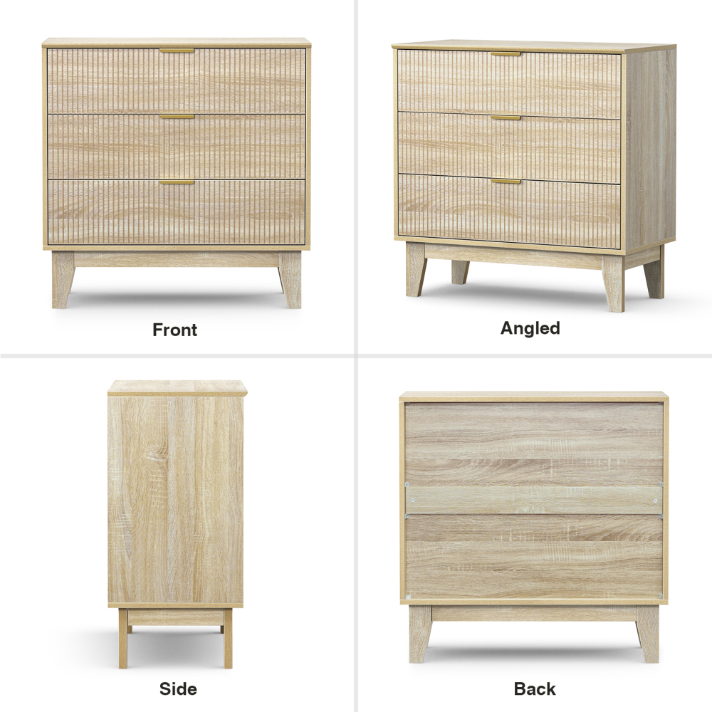 Anmytek 3 Drawer Dresser for Bedroom, Modern Closet Dressers Chest of Drawers, Wood Tall Dresser Storage Dresser Large Nightstand for Bedroom Living Room Hallway Closet, H0113