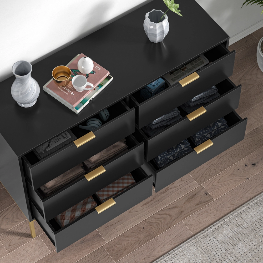 Anmytek Modern 6 Drawer Dresser, Black Dressers for Bedroom, Chest of Drawers Closet Organizers and Wood Anmytek Modern 6 Drawer Dresser, Black Dressers for Bedroom, Chest of Drawers Closet Organizers and Wood