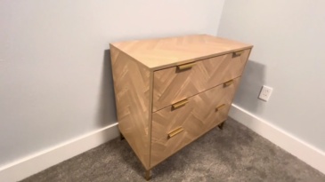 Anmytek Modern 3 Drawer Chest Dresser with Gold Metal Legs