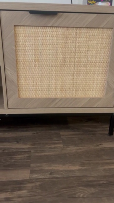 Anmytek Farmhouse Rattan TV Stand for 65 Inch TV, Modern Entertainment Center, Rustic TV Console Table