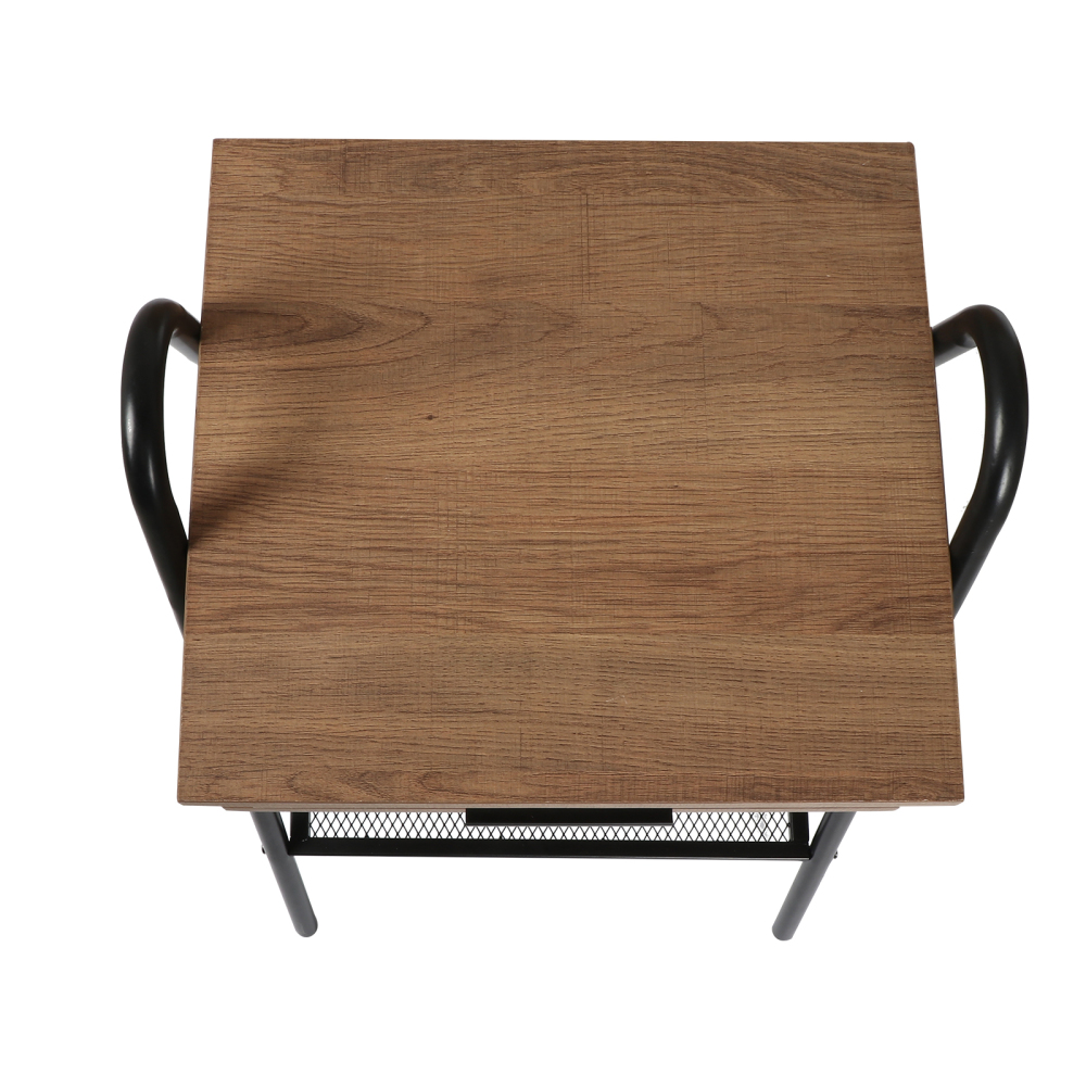Anmytek Nightstand, Sofa End Table with Drawer and Mesh Shelf, Rustic Accent Bedside Table for Bedroom