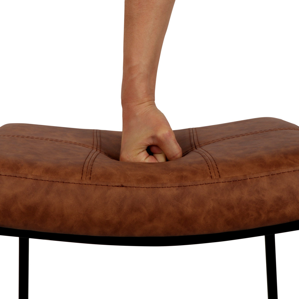 Anmytek 27" Backless Barstools Set of 2 Upholstered Saddle Seat for Kitchen Modern Counter Bar Stools with Thick Cushion and Footrest Brown