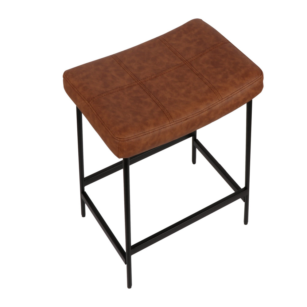 Anmytek 27" Backless Barstools Set of 2 Upholstered Saddle Seat for Kitchen Modern Counter Bar Stools with Thick Cushion and Footrest Brown