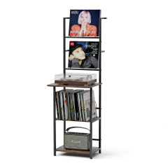 Anmytek Record Player Stand Player Table, 6-Tier, Turntable Stand Up to 300 Vinyl Storage Cabinet Display Shelf
