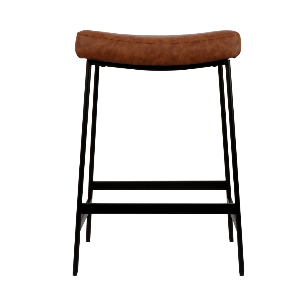 Anmytek 27" Backless Barstools Set of 2 Upholstered Saddle Seat for Kitchen Modern Counter Bar Stools with Thick Cushion and Footrest Brown