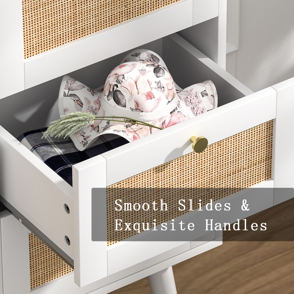 Anmytek Rattan Cabinet, Black Sideboard