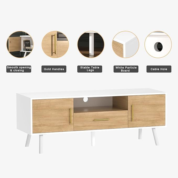 Anmytek  Century Modern TV Stand with Open Shelves