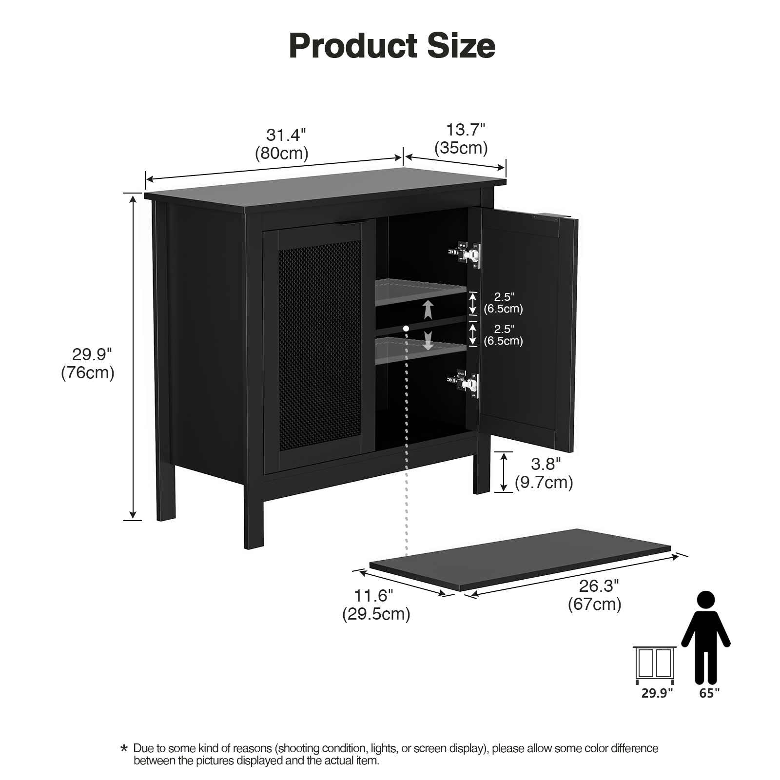 Anmytek Black Sideboard Buffet Cabinet, Farmhouse Kitchen Storage Cabinets