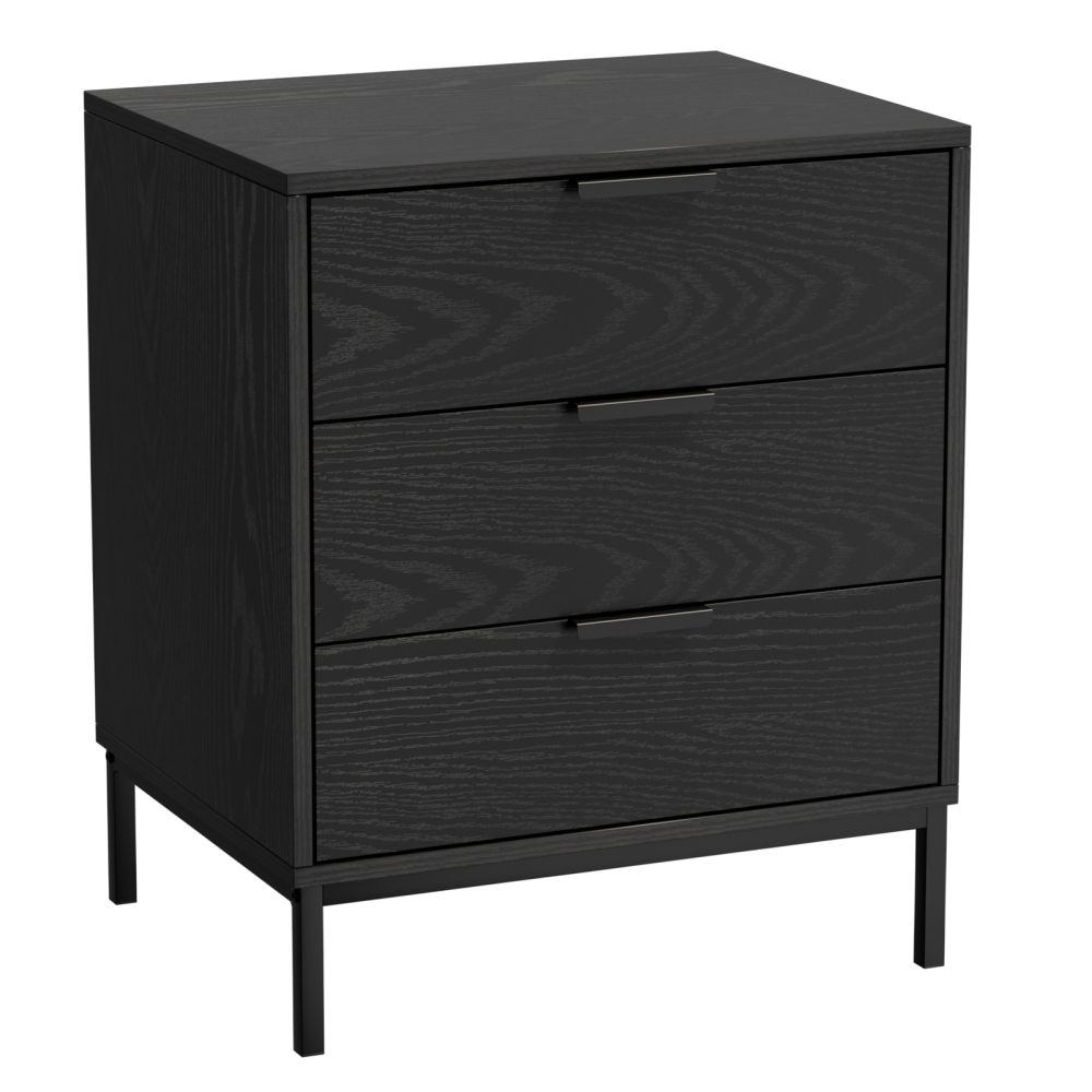 Anmytek Nightstand with 3 Drawers, Modern Wood Night Stand for Bedroom