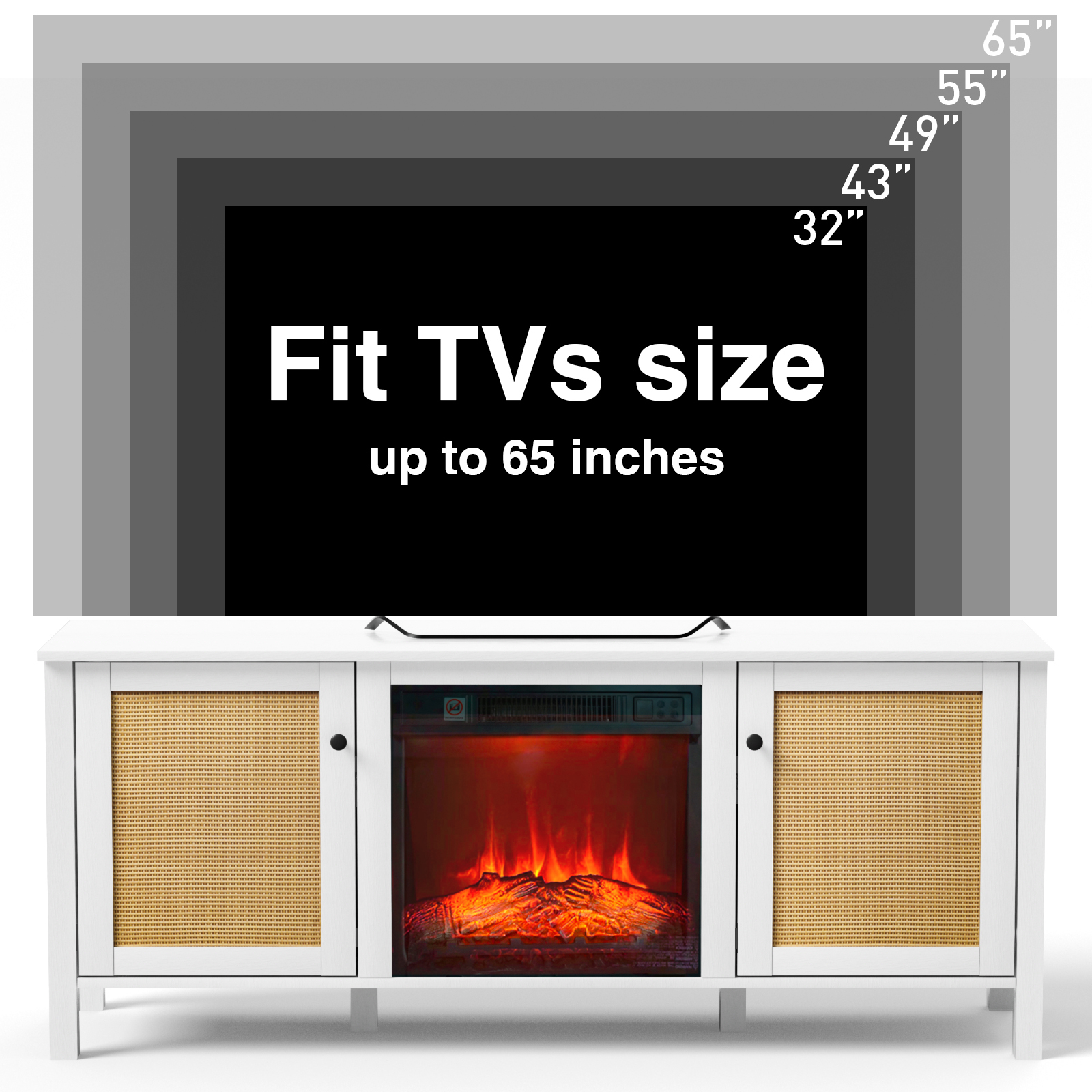 Anmytek Fireplace TV Stand with 18'' Electric Fireplace, 59'' Entertainment Center for TVs up to 65''