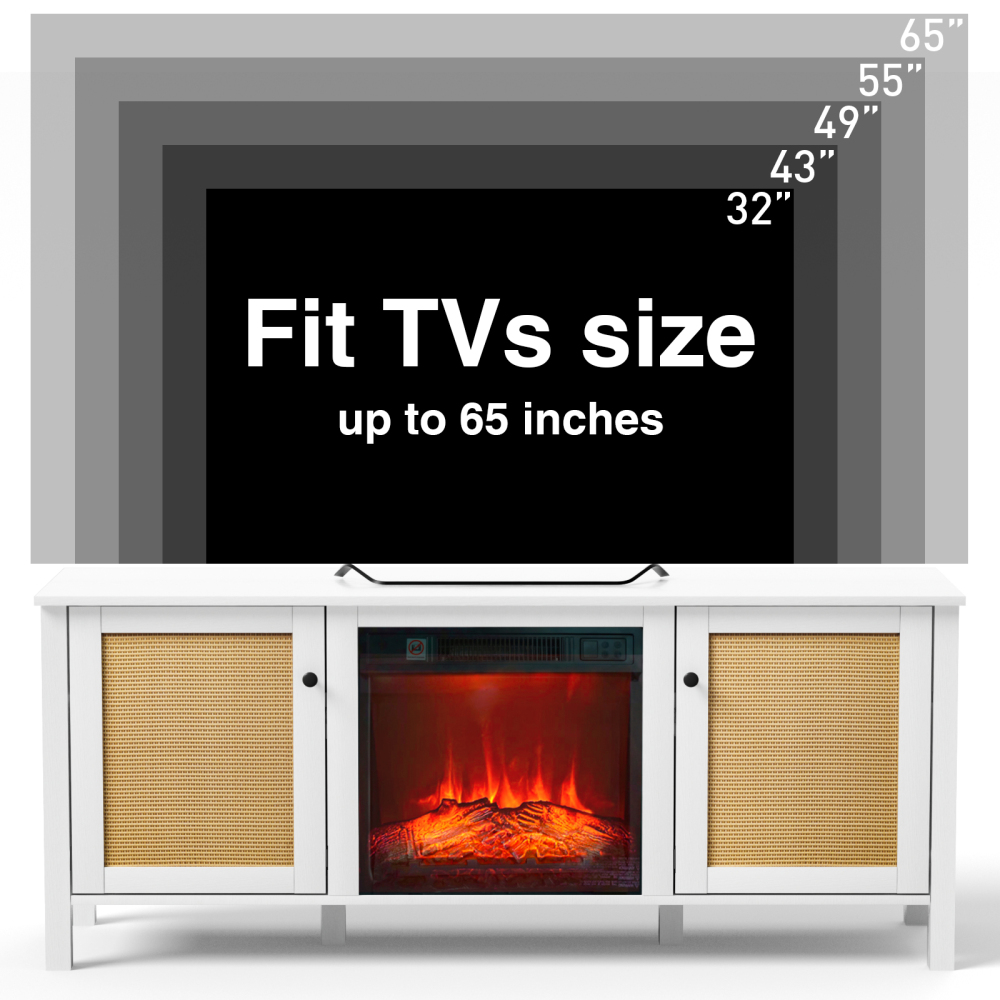 Anmytek Fireplace TV Stand with 18'' Electric Fireplace, 59'' Entertainment Center for TVs up to 65''