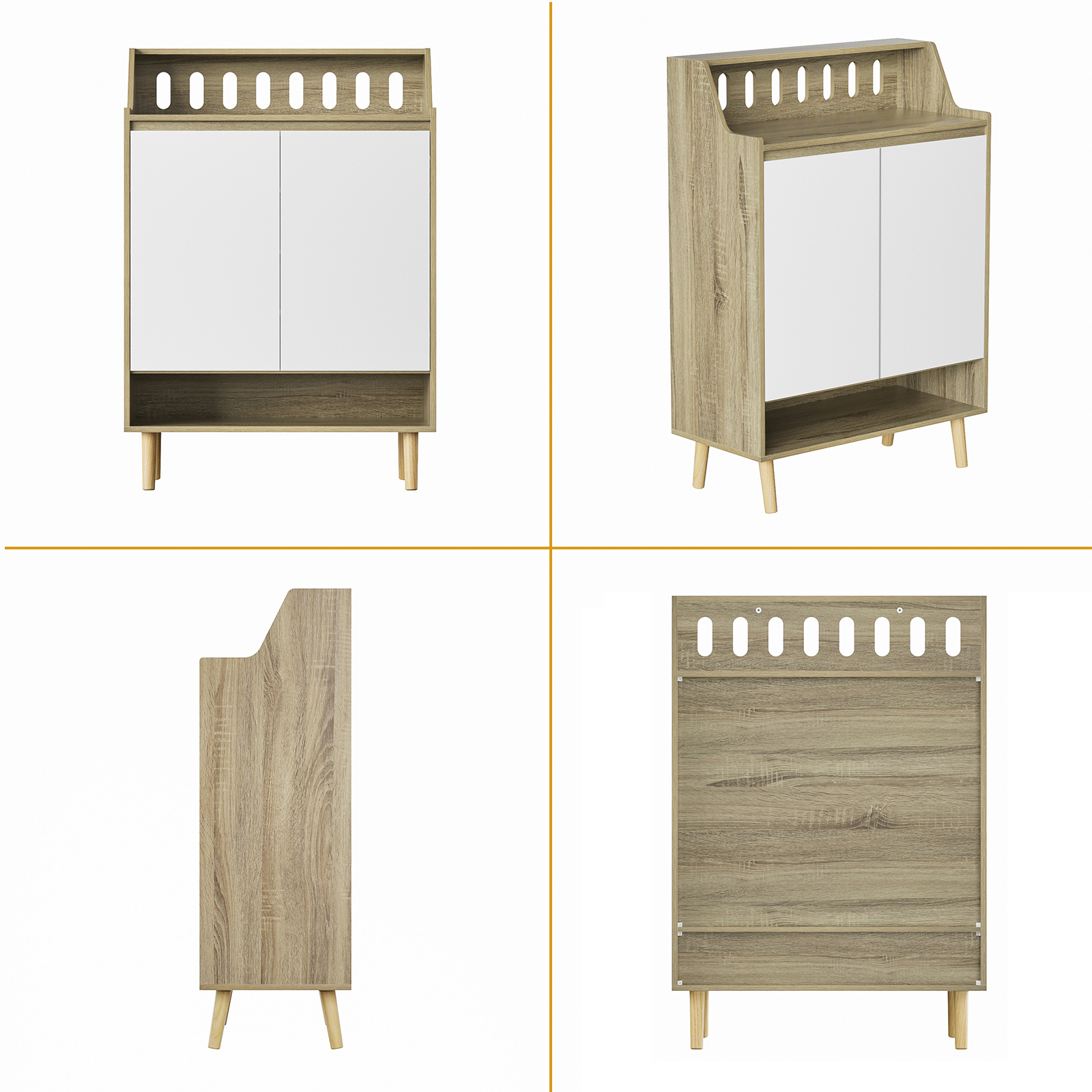 Anmytek Storage Cabinet with Doors, 5-Tier Wooden Shoes Rack Shoe Storage Organizer