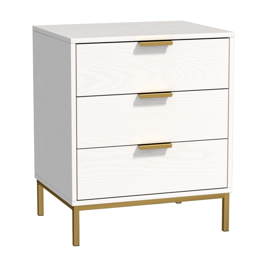 Anmytek Nightstand with 3 Drawers, White Bedside Table Sofa End Side Table