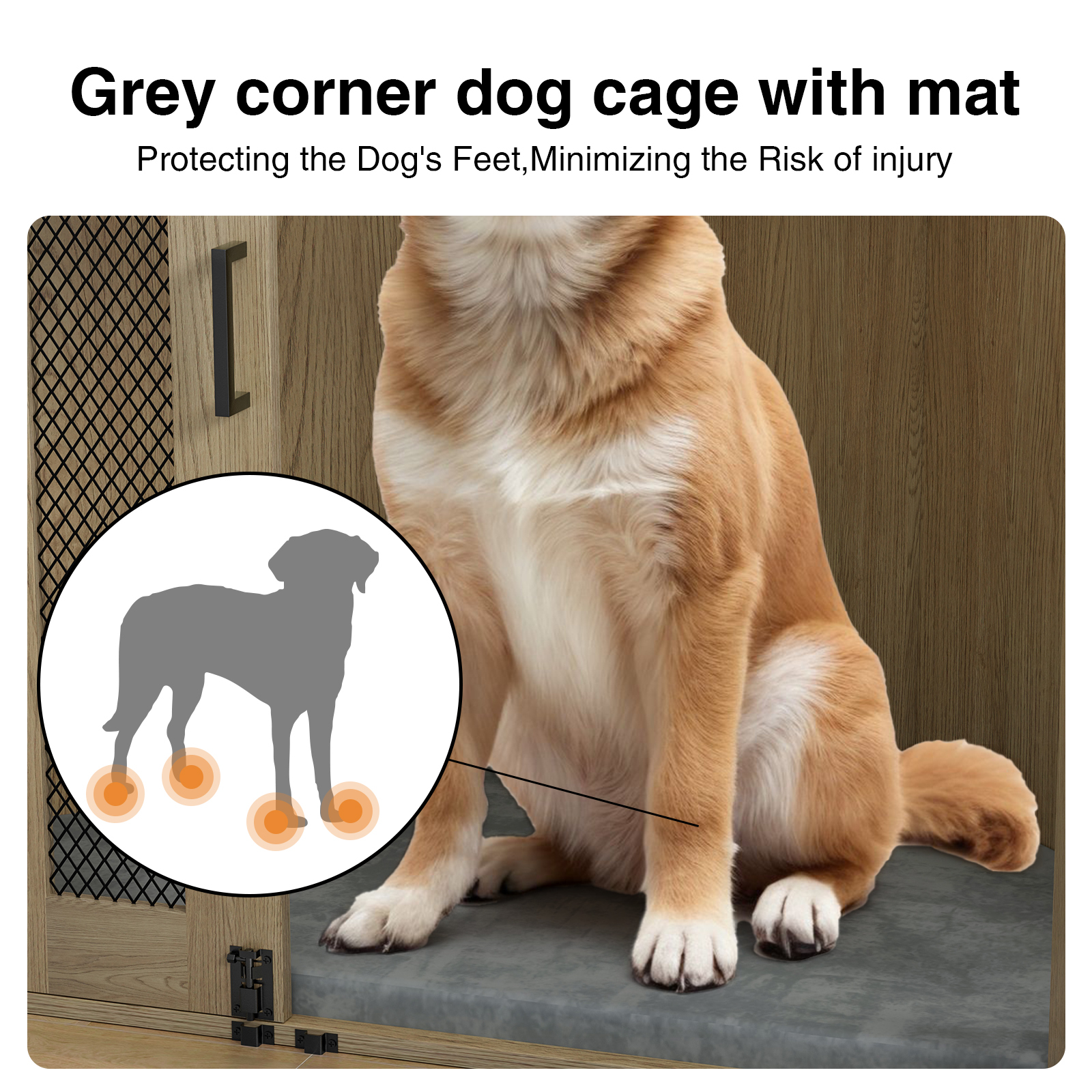 Anmytek Wooden Corner Dog Crate Furniture, Wooden Dog Kennel End Table