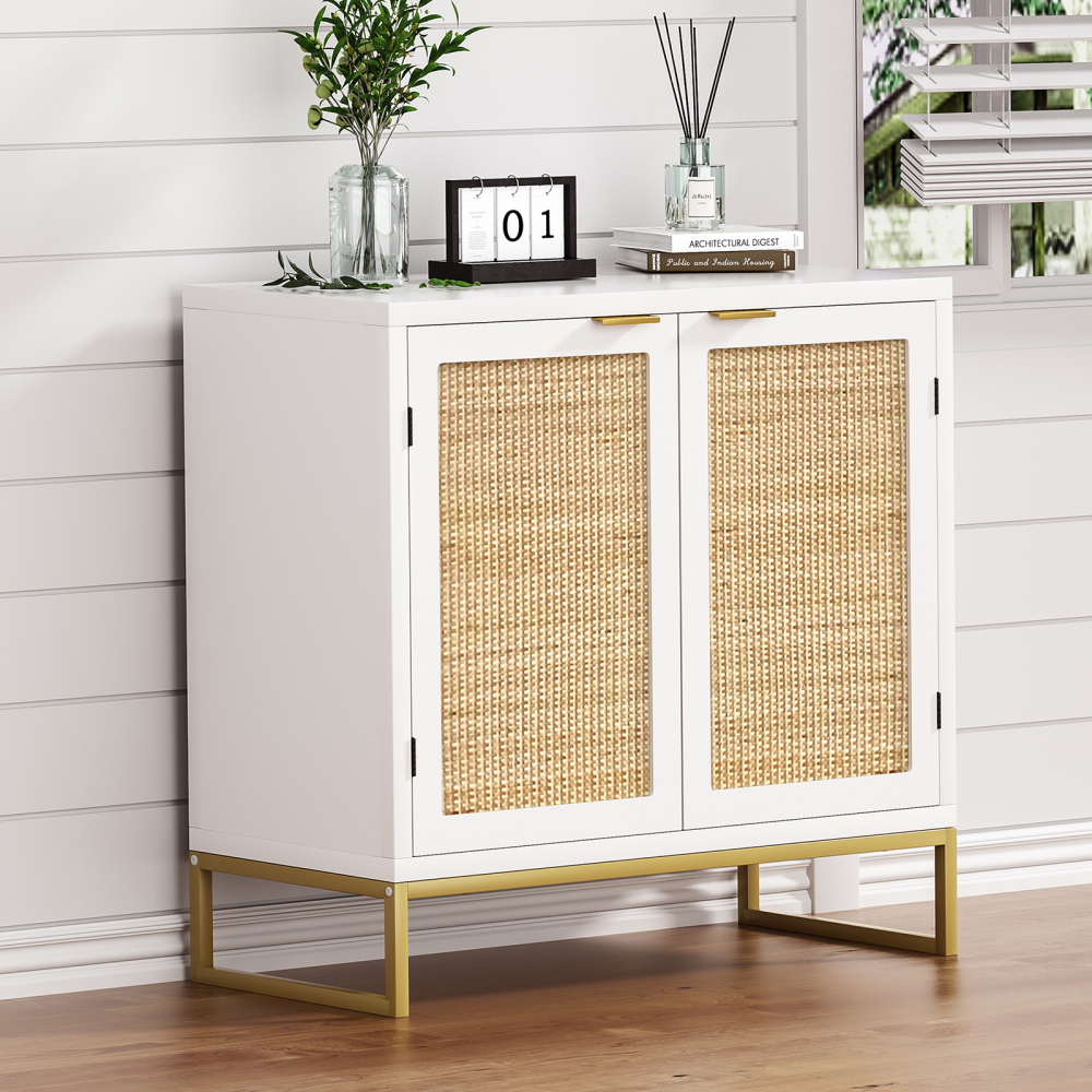 Anmytek Rattan Cabinet, Sideboard Buffet Storage Cabinet with 2 Doors